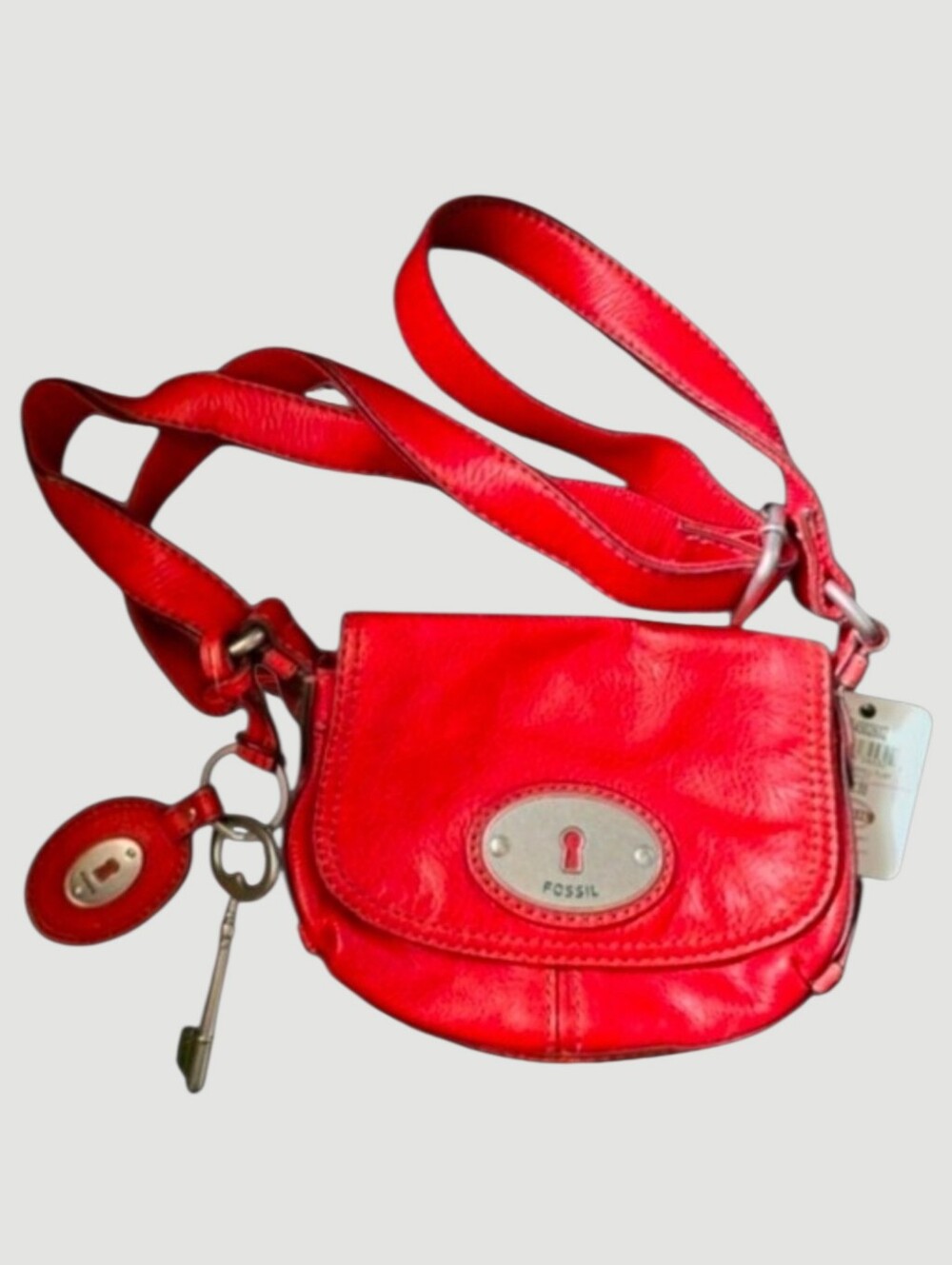 Fossil Nwt Purse Bag Maddox Scarlet Red Genuine Leather Crossbody charm Shoulder